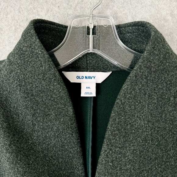 Old Navy Coat Womens XXL Long Line Cardigan Coat Button Front Dark Bottle Green - Picture 3 of 16